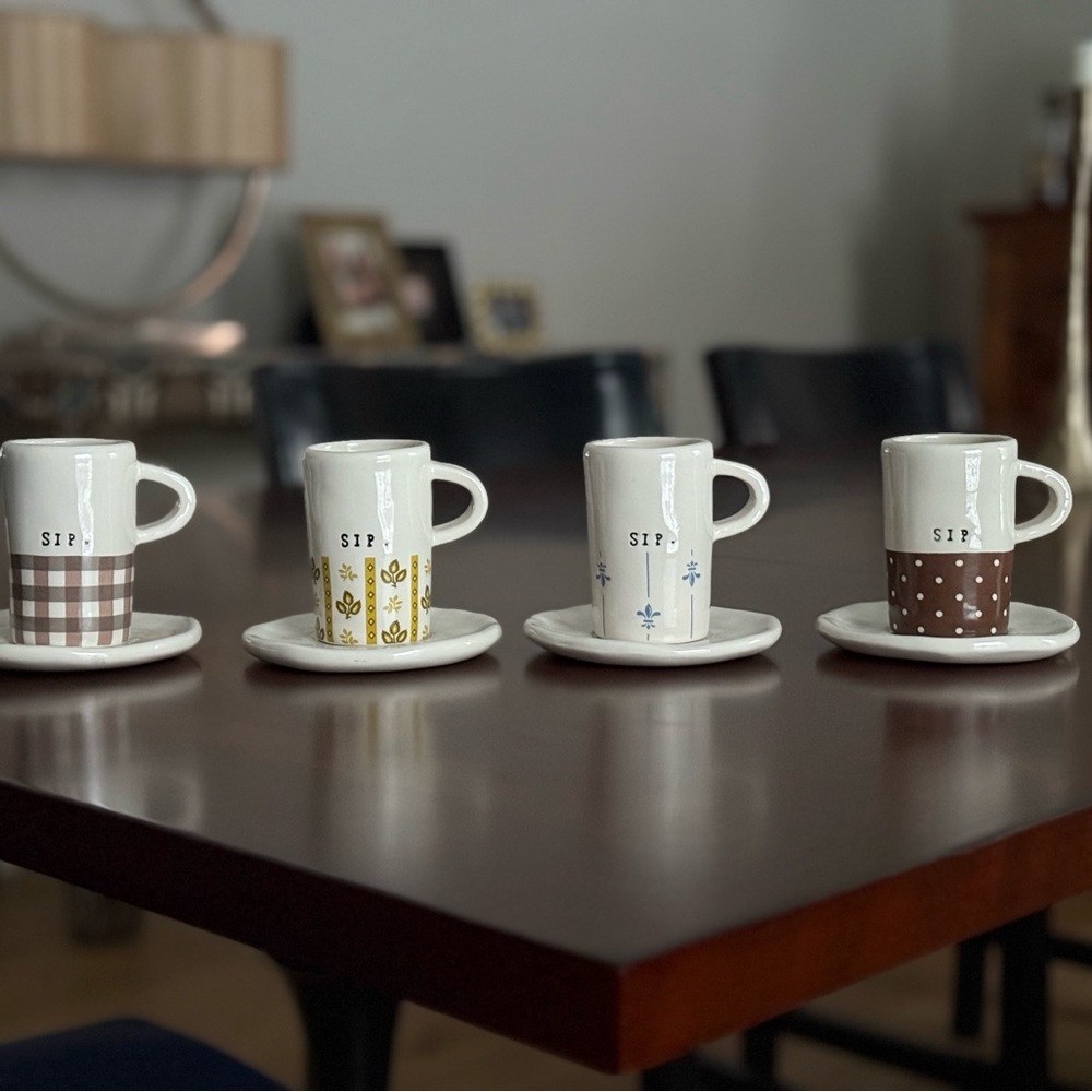 Full set! Rae Dunn by Magenta Espresso/Demitasse “sip” collection.